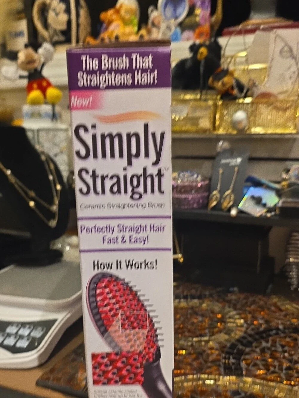 Simply Straight Ceramic Straightening Brush - Black with Pink Trim